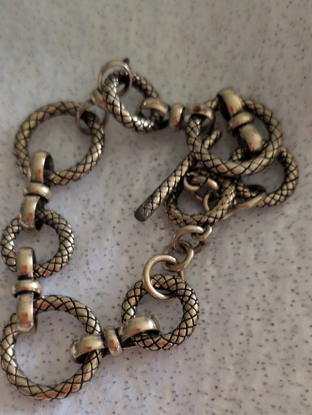 Lia sophia Textured Link Toggle Bracelet in Antiqued Gold